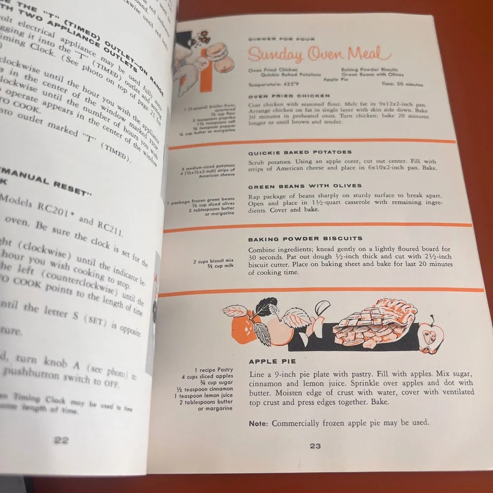 Vintage Hotpoint Electric Range Instruction and Recipe Book Mid-Century Modern